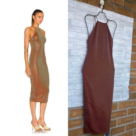 ALIX NYC Shiloh Halter Dress in Iridescent Copper medium - Picture 3 of 17
